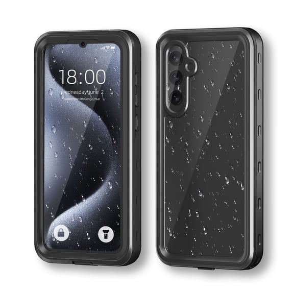 Asuwish Waterproof mobile Phone Case for Samsung Galaxy A35 5G with Built-in Screen Protector 360 Full Body Clear Cell Cover Rugged Protective A 35 35A A355G Women Men Black