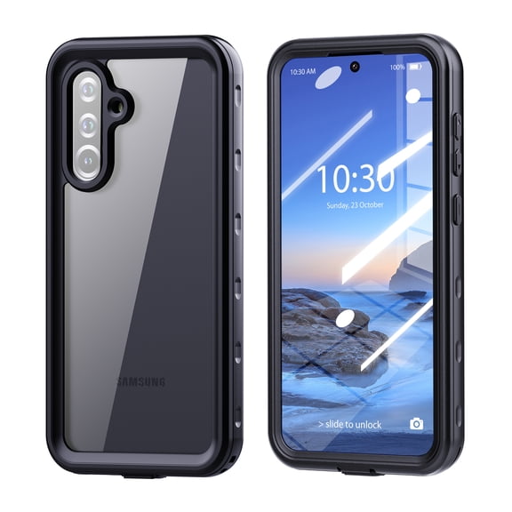 Asuwish Waterproof mobile Phone Case for Samsung Galaxy A36 5G with Built-in Screen Protector 360 Full Body Clear Cell Cover Rugged Protective A 36 36A LTE SM-A366U Women Men Black