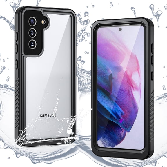 Asuwish Waterproof mobile Phone Case for Samsung Galaxy S21 FE 5G with Built-in Screen Protector 360 Full Body Clear Cell Cover Rugged Protective S 21 EF S21FE5G UW S21FE 21S 6.4 inch Women Men Black