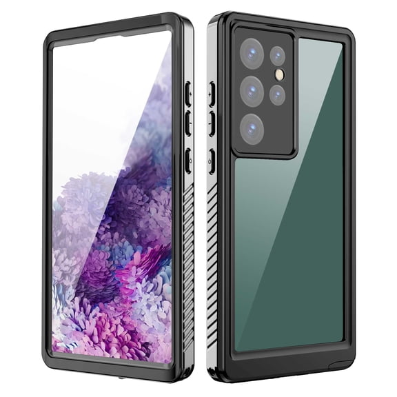 Asuwish Waterproof mobile Phone Case for Samsung Galaxy S23 Ultra 5G with Built-in Screen Protector 360 Full Body Clear Cell Cover Rugged Protective S23Ultra 23S S 23 23Ultra 6.8 inch Women Men Black