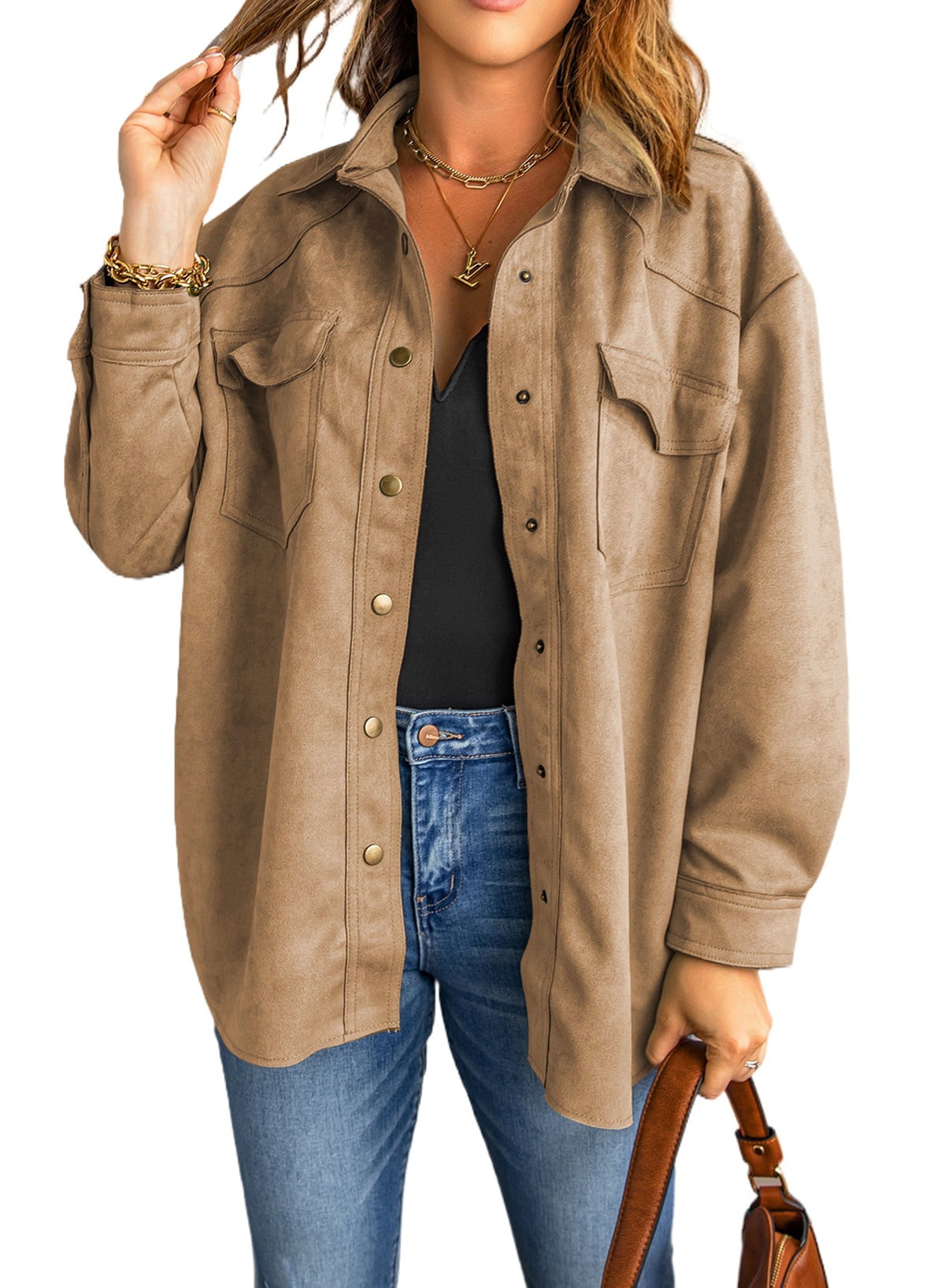 suede shacket womens