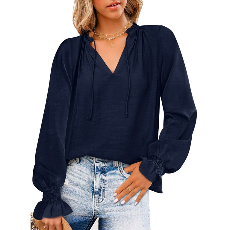 drawstring v neck blouse