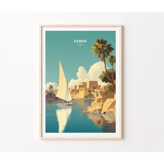 Aswan Egypt Nile Felucca Desert Home Decor