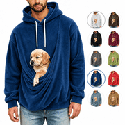 Aswuknt Pet Pouch Hoodie Men Fleece Kangaroo Pocket Dog Pouch Pullover Pet Carrier Sweatshirts Animal Holder Long Sleeve Casual Tops