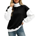 thumbnail image 1 of Aswuknt Women's Mock Neck Color Block Sweatshirt Long Sleeve Pullover Top Relaxed Fit Casual Fall Winter, 1 of 7
