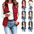 thumbnail image 1 of Aswuknt Womens Puffer Vest Quilted Sleeveless Stand Collar Full Zip Jackst Lightweight Gilet Outerwear For Fall Winter Casual Daily Wear,Layering, 1 of 8