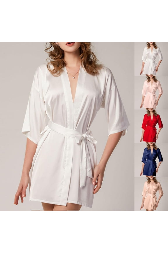 Bath Robe Solid Loose Home Robe 2 Piece Pajamas for Women Set