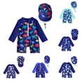 thumbnail image 1 of Asxite Boys Summer Printed Swimsuit with Cap Front Zip for Age 1-3Y 2 Piece, 1 of 5