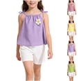 thumbnail image 1 of Asxite Girls 0-8 Years Solid Floral Sleeveless Tank Tops with Elastic Waist Pants 2 Piece Set Yellow 1-2 Years, 1 of 5