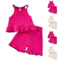 thumbnail image 1 of Asxite Toddler Girls Summer Outfits Solid Ruffle Sleeveless Top and Shorts Set 1-7Y, 1 of 7