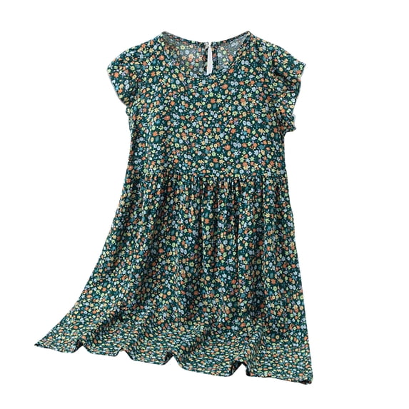 Asxite Girls 2-8 Years Print Cap Sleeve Dress