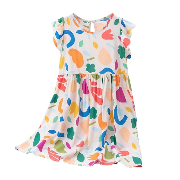 Asxite Girls 2-8 Years Print Cap Sleeve Dress
