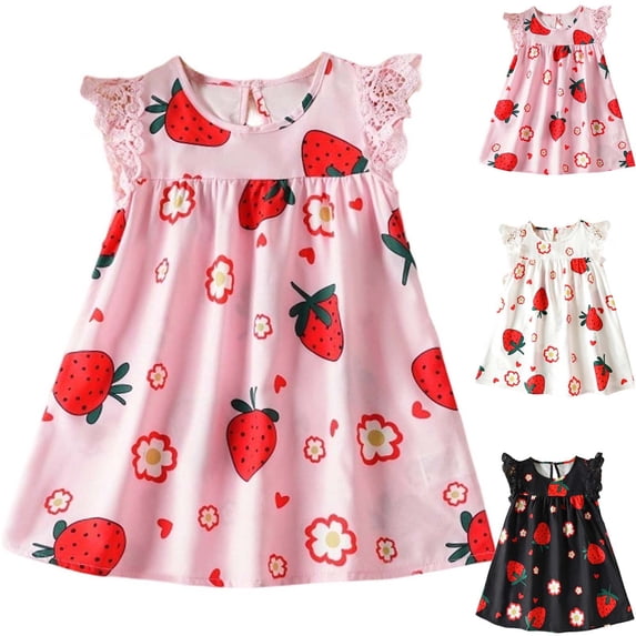 Asxite Girls 3-24 Months Striped Print Short Sleeve Dress with Pocket