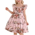 thumbnail image 1 of Asxite Girls 4-12 Years Ruffle Cap Sleeve Print Heart Sleeveless Dress, 1 of 4