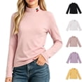 thumbnail image 1 of Asxite Girls Solid Tops Long Sleeve Turtleneck T Shirt Fall Winter Embroidery Casual School Uniform, 1 of 7