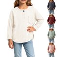 thumbnail image 1 of Asxite Girls Solid Tops Crew Neck Long Sleeve Soft Slub Cotton Pullover Casual Fall Tee 2T, 1 of 7
