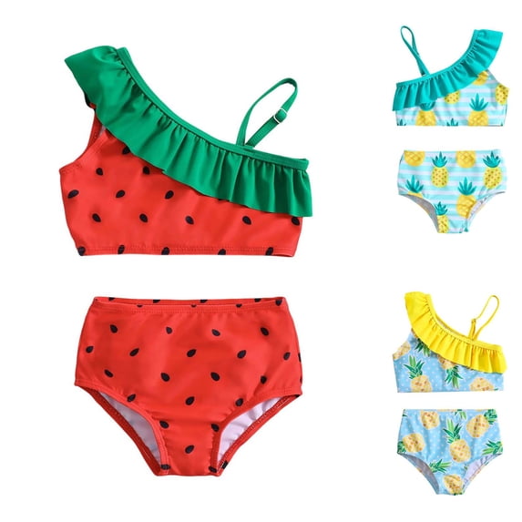 Asxite Girls Summer Printed Swimsuit Set for Age 3-7Y 2 Piece