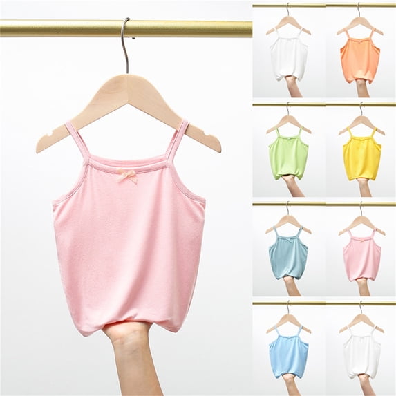 Asxite Girls Tank Tops Solid Sleeveless Crewneck Spaghetti Strap Tank Top Summer Tank Tops for 5-14Y
