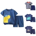 thumbnail image 1 of Asxite Toddler Summer Outfits Astronaut Print Short Sleeve Top and Shorts Set 6M-6Y, 1 of 4