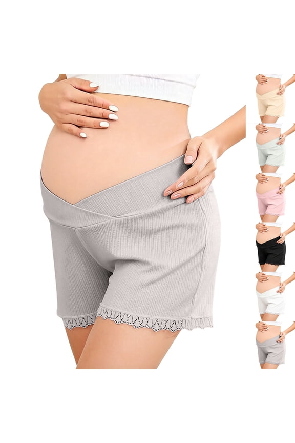 Maternity Shorts Ice Silk Over Belly Low Waist Safety Stretch Loose Casual Pregnant Women
