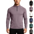 thumbnail image 1 of Asxite Men Tops Round Neck Long Sleeve Half Zip Solid Fast Dry High Elastic Sport Shirts, 1 of 7