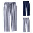 thumbnail image 1 of Asxite Mens Pajama Pants Solid Pocket Drawstring Elastic Waist Straight Long, 1 of 4