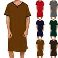 thumbnail image 1 of Asxite Mens Pajama Pants Solid Short Sleeve V Neck Long Robe Loose Home, 1 of 4