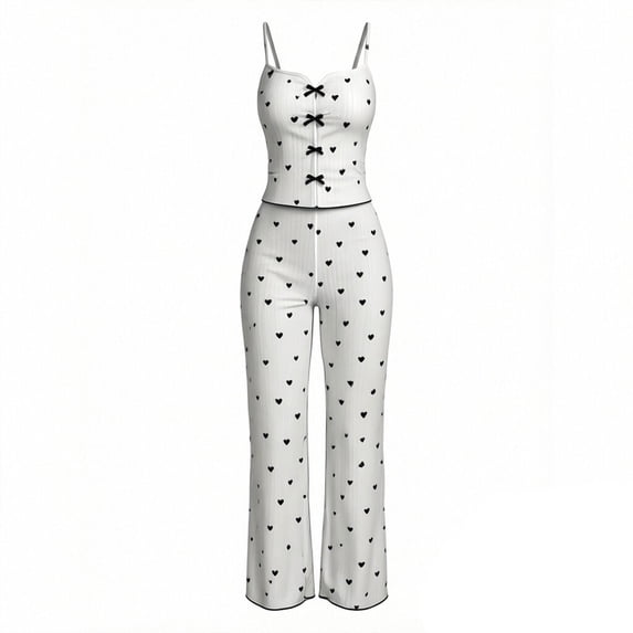 Asxite Pajamas for Women Set Loose Breathable Short Sleeve Mesh Print Top and Shorts Sleepwear