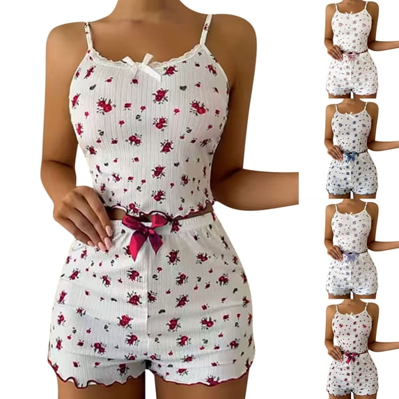 Asxite Pajamas for Women Set Solid Camisole Casual Set Loungewear 2 Piece