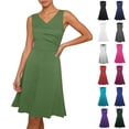 thumbnail image 1 of Asxite Plus Size Summer Dresses for Women Casual Solid Wrap V Neck Sleeveless Slim Sundress, 1 of 5