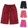 thumbnail image 1 of Asxite Plus Size Womens Pajamas Pants Loose High Waist Soft Knit Solid Pocket Cropped Sleepwear, 1 of 7