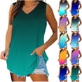 thumbnail image 1 of Asxite Tank Tops for Women Sleeveless Gradient Print V Neck Spaghetti Strap Relaxed and Breathable Casual Blouse, 1 of 5