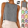 thumbnail image 1 of Asxite Tank Tops for Women Sleeveless Trendy Reversible Plaid Round Neck Casual Loose and Breathable Blouse, 1 of 5