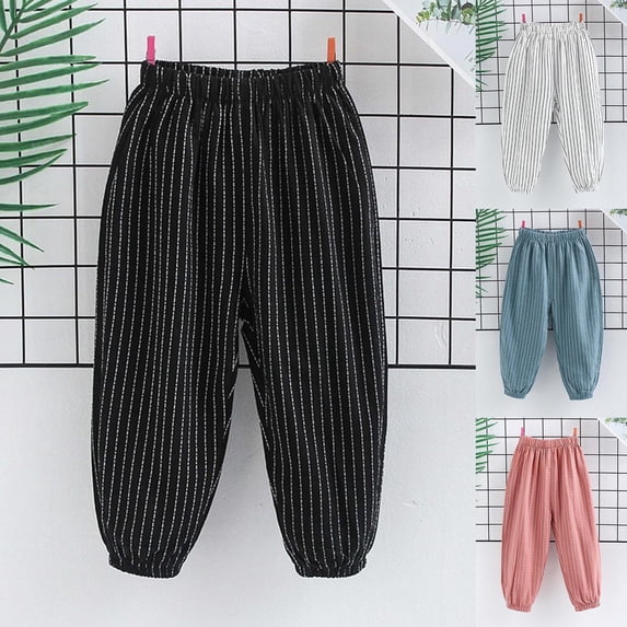 Asxite Toddler Casual Loose Relaxed Pants Winter Pants Striped Print Breathable 2-10 Y