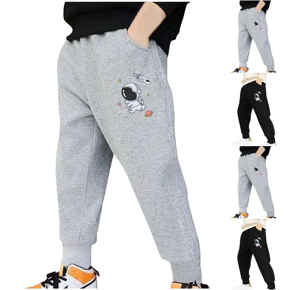 Asxite Toddler Casual Loose Sweatpants Winter Pants Astronaut Print Elastic Waist 3-12 Y