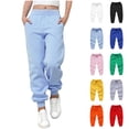 thumbnail image 1 of Asxite Toddler Casual Loose Sweatpants Winter Pants Solid Ankle 0-13 Y, 1 of 4