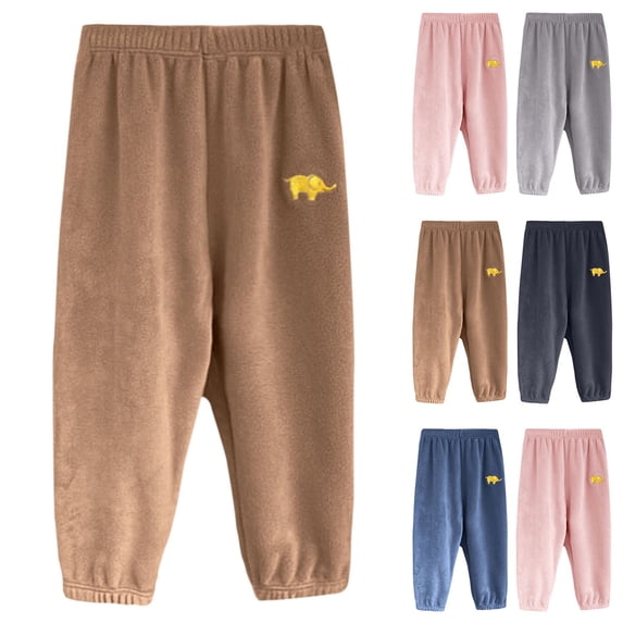 Asxite Toddler Casual Thermal Sweatpants Winter Pants Print Ankle Elastic Waist 3-13 Y
