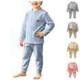 thumbnail image 1 of Asxite Toddler Fall Outfits Letter Print Brushed Crewneck Top Straight Leg Pants Casual Loose 2 Piece Set 3Y, 1 of 7