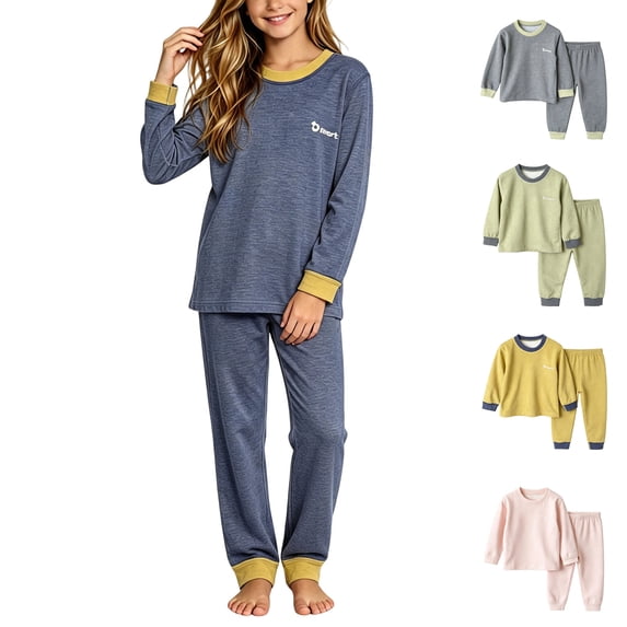 Asxite Toddler Fall Outfits Solid Crewneck Top Jogger Pants Casual Loose Fashion 2 Piece Set 9T