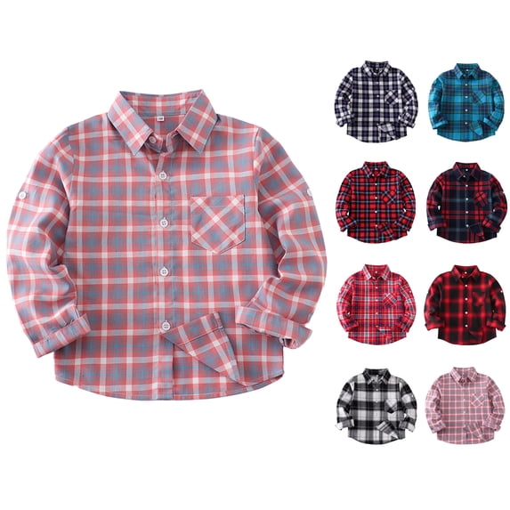 Asxite Toddler Fashion Casual Loose Plaid Button Down Shirt Jacket Long Sleeve Fall Winter