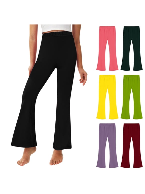 Toddler Girls Casual Flared Leg Leggings Winter Pants Solid 2-13 Y