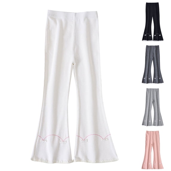 Asxite Toddler Girls Casual Flared Leg Pants Winter Pants Solid Ribbed ...