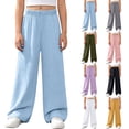 thumbnail image 1 of Asxite Toddler Girls Casual High Waist Wide Leg Pants Winter Pants Solid Pleated Pockets 5-15 Y, 1 of 5