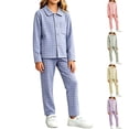 thumbnail image 1 of Asxite Toddler Girls Fall Outfits Plaid Lapel Top Straight Leg Pants Casual Loose Breathable 2 Piece Set 5T, 1 of 7