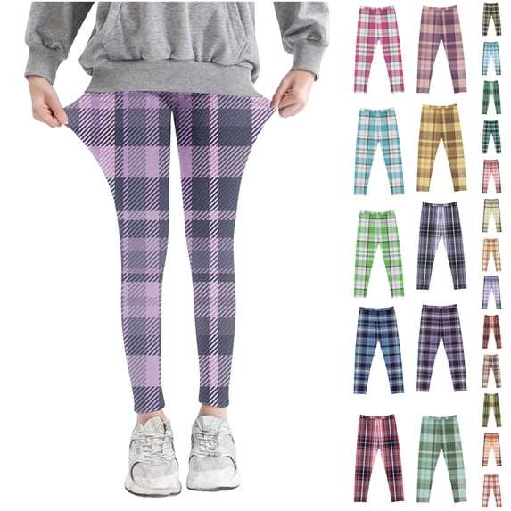 Asxite Toddler Girls Leggings Soft Plaid Thin Breathable Stretch Loose Casual Winter Pants