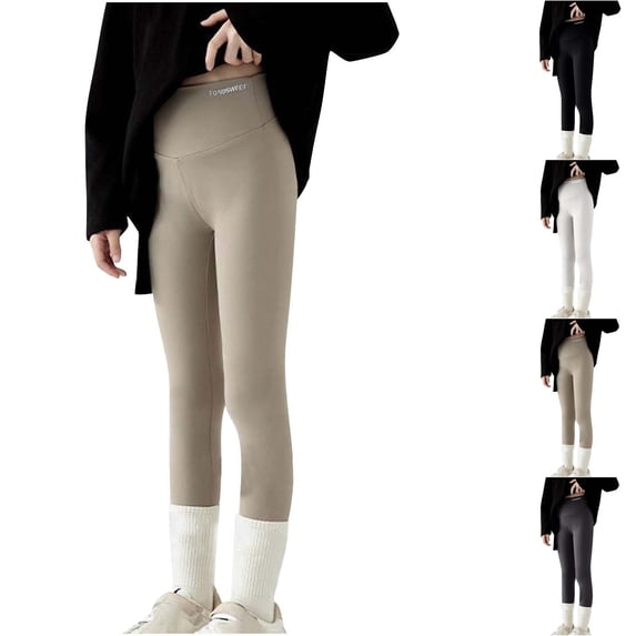 Asxite Toddler Girls Leggings Solid Streamlined Elastic Waist Sporty Winter Pants 3-10 Y