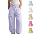 thumbnail image 1 of Asxite Toddler Girls Solid Cargo Pants With Pockets Elastic Waist 12 M-10 Y, 1 of 6