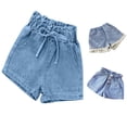 thumbnail image 1 of Asxite Toddler Pants Girls Solid Denim Shorts Lightweight Elastic Waist Comfy Drawstring, 1 of 4