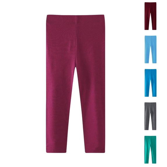 Asxite Toddler Pants Solid Elastic Waist Breathable Stretch Casual Sporty Winter Leggings 2-8 Y