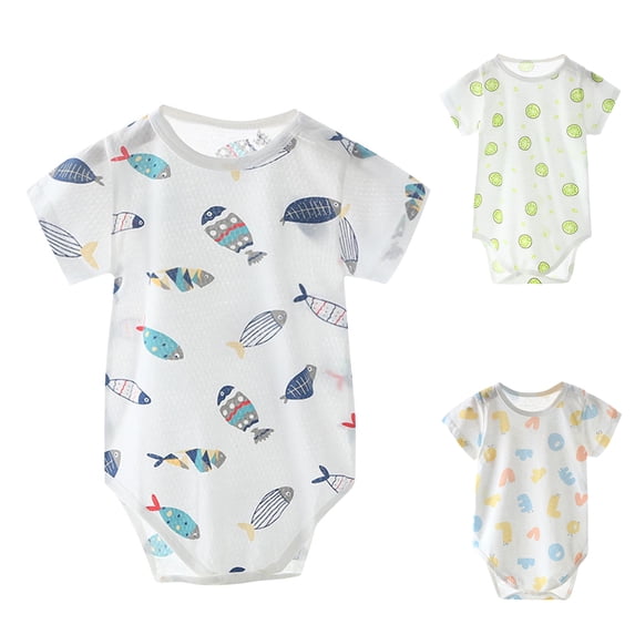 Asxite Toddler Romper Print Short Sleeve Bodysuit Casual Breathable Airy Summer 0-18M